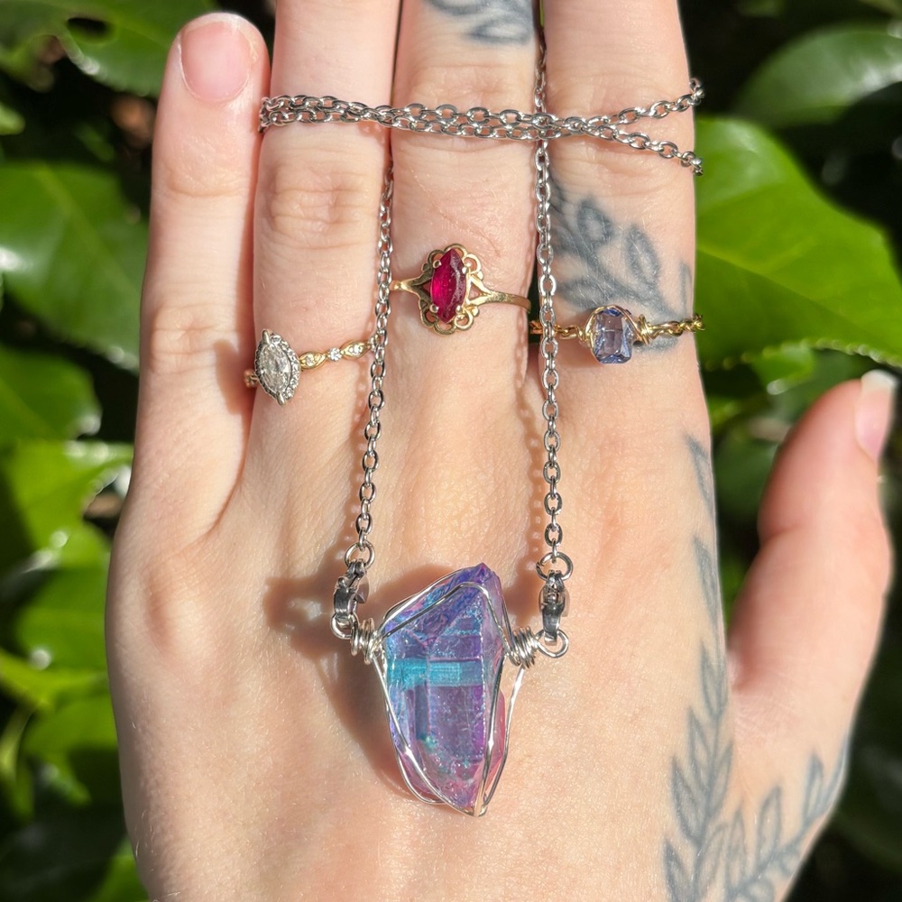 Aura quartz interchangeable necklace